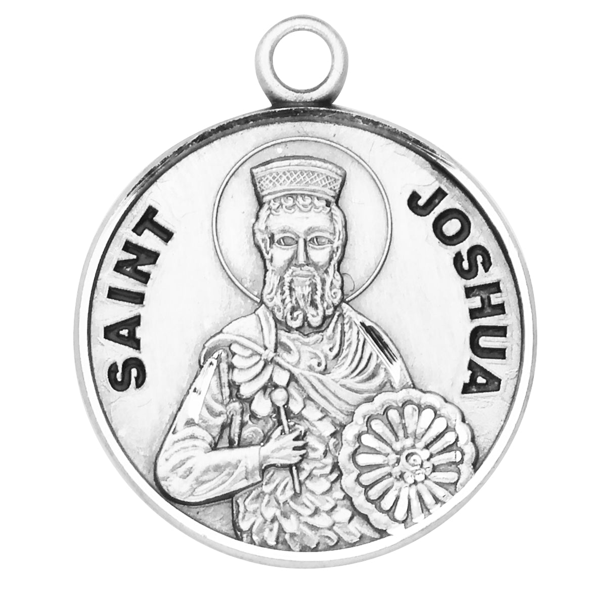Saint Joshua Round Sterling Silver Medal