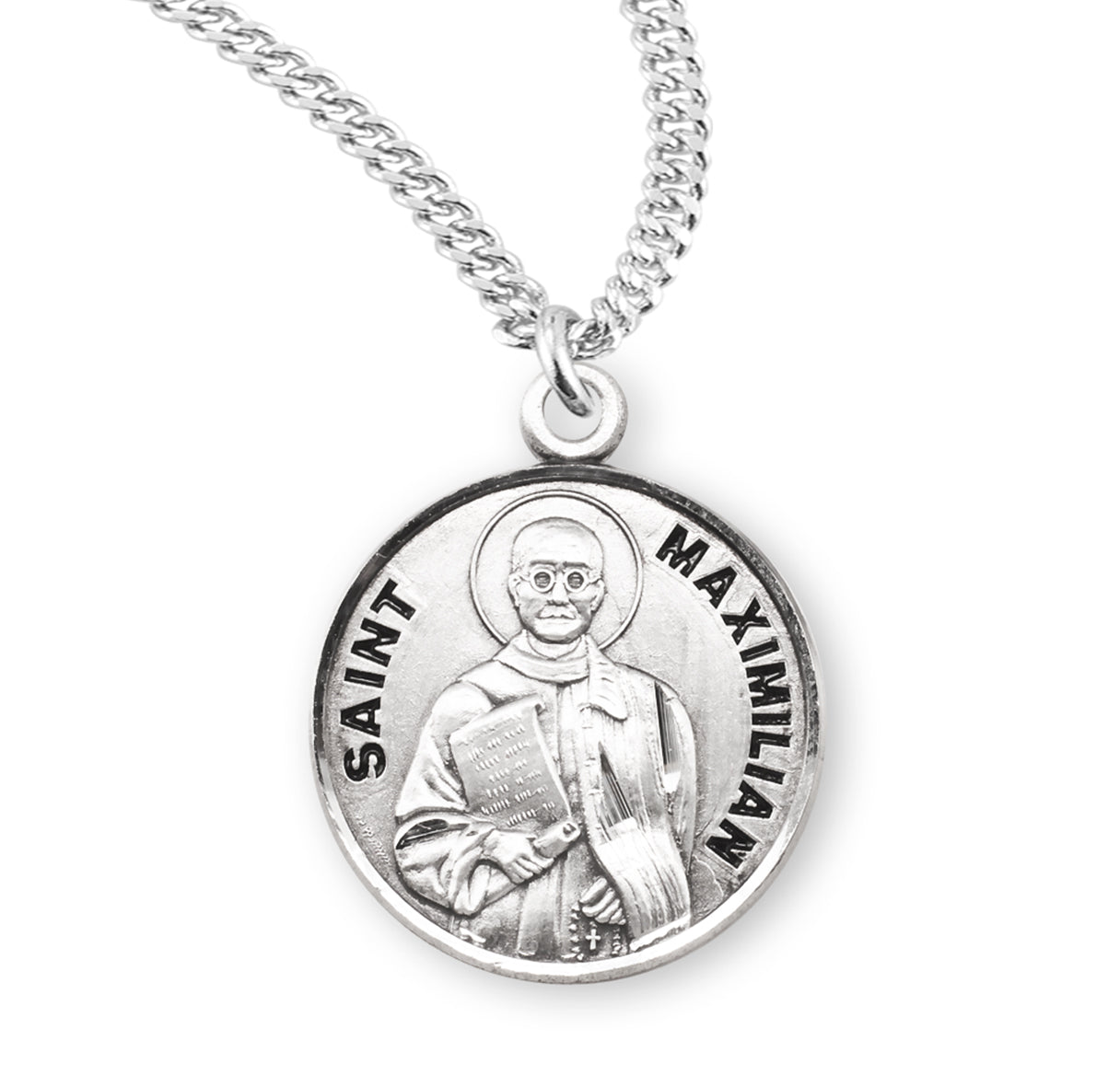 Saint Maximilian Round Sterling Silver Medal