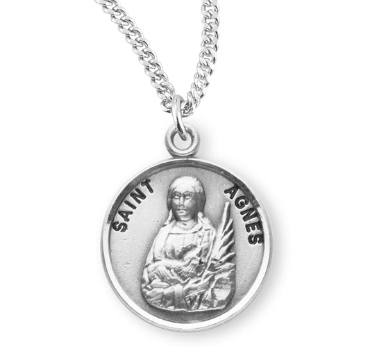 Saint Agnes Round Sterling Silver Medal