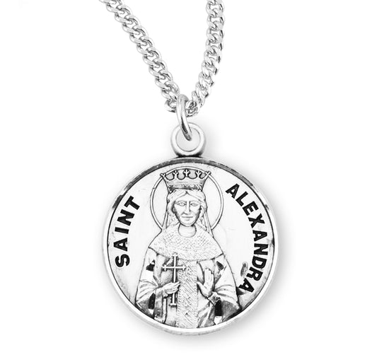 Saint Alexandra Round Sterling Silver Medal