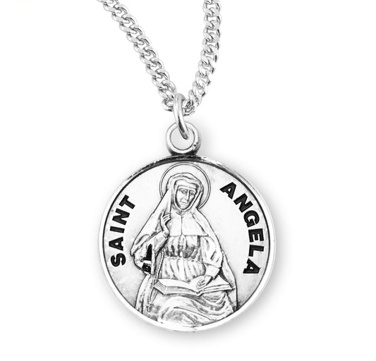 Saint Angela Round Sterling Silver Medal