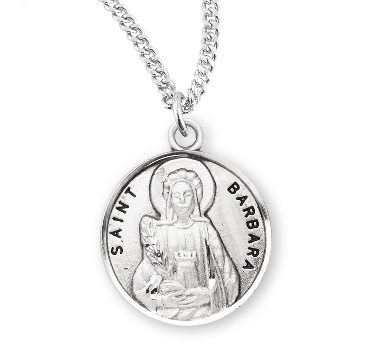 Saint Barbara Round Sterling Silver Medal