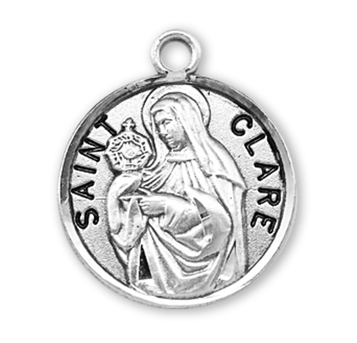 Saint Clare Round Sterling Silver Medal