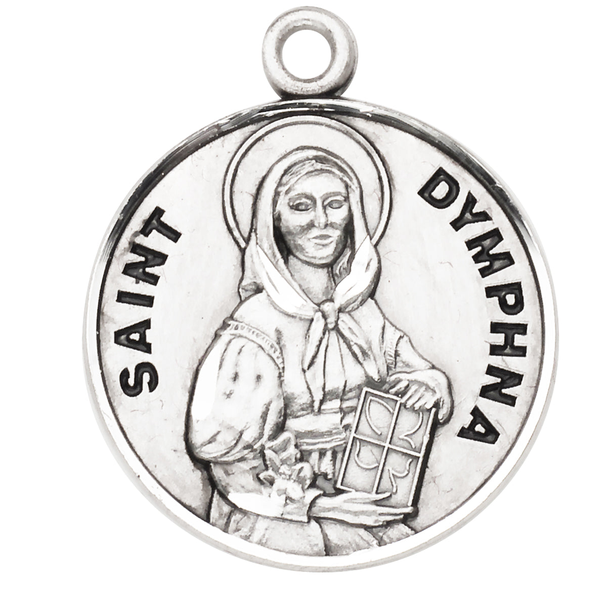 Saint Dymphna Round Sterling Silver Medal