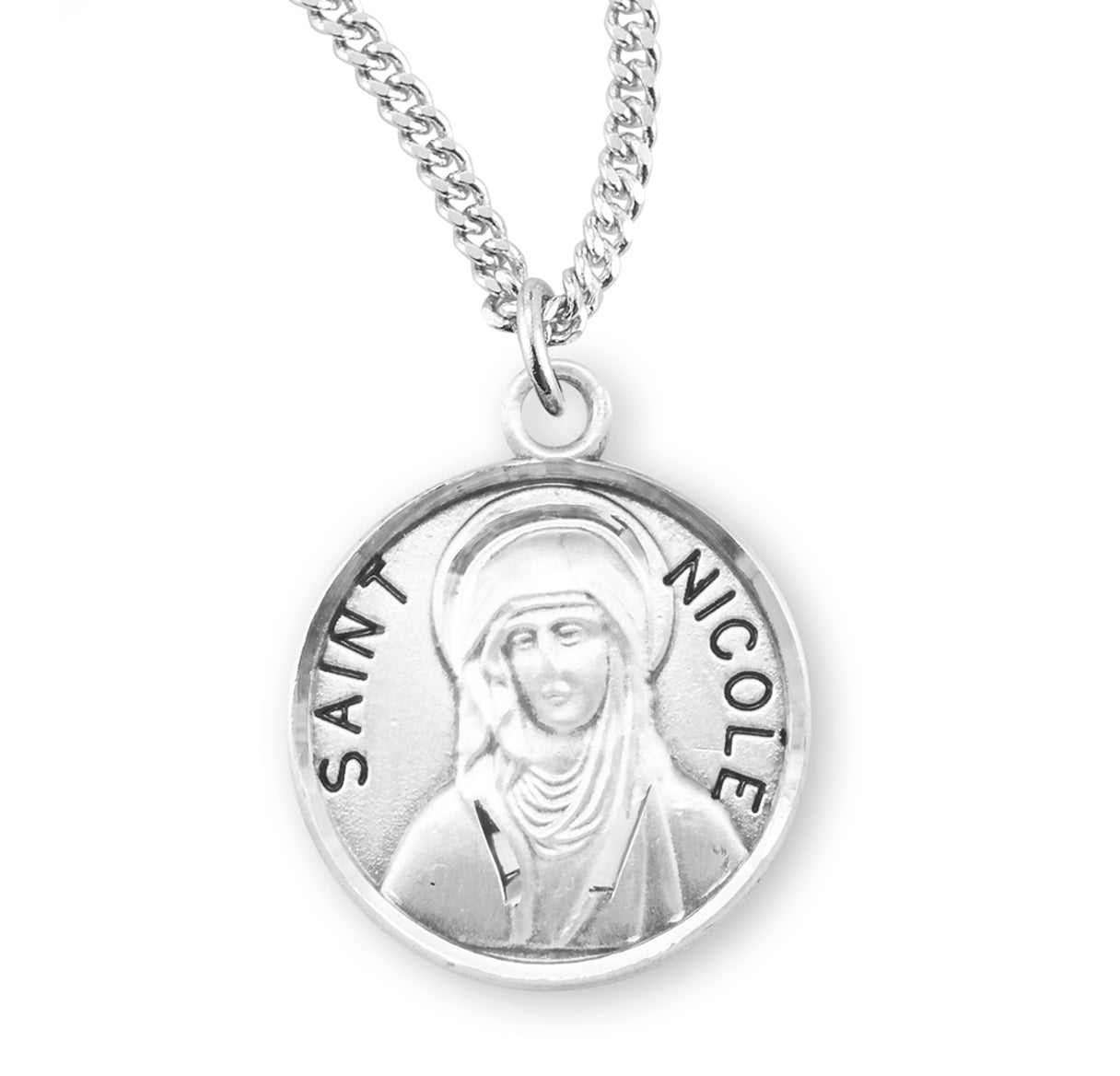 Saint Nicole Round Sterling Silver Medal