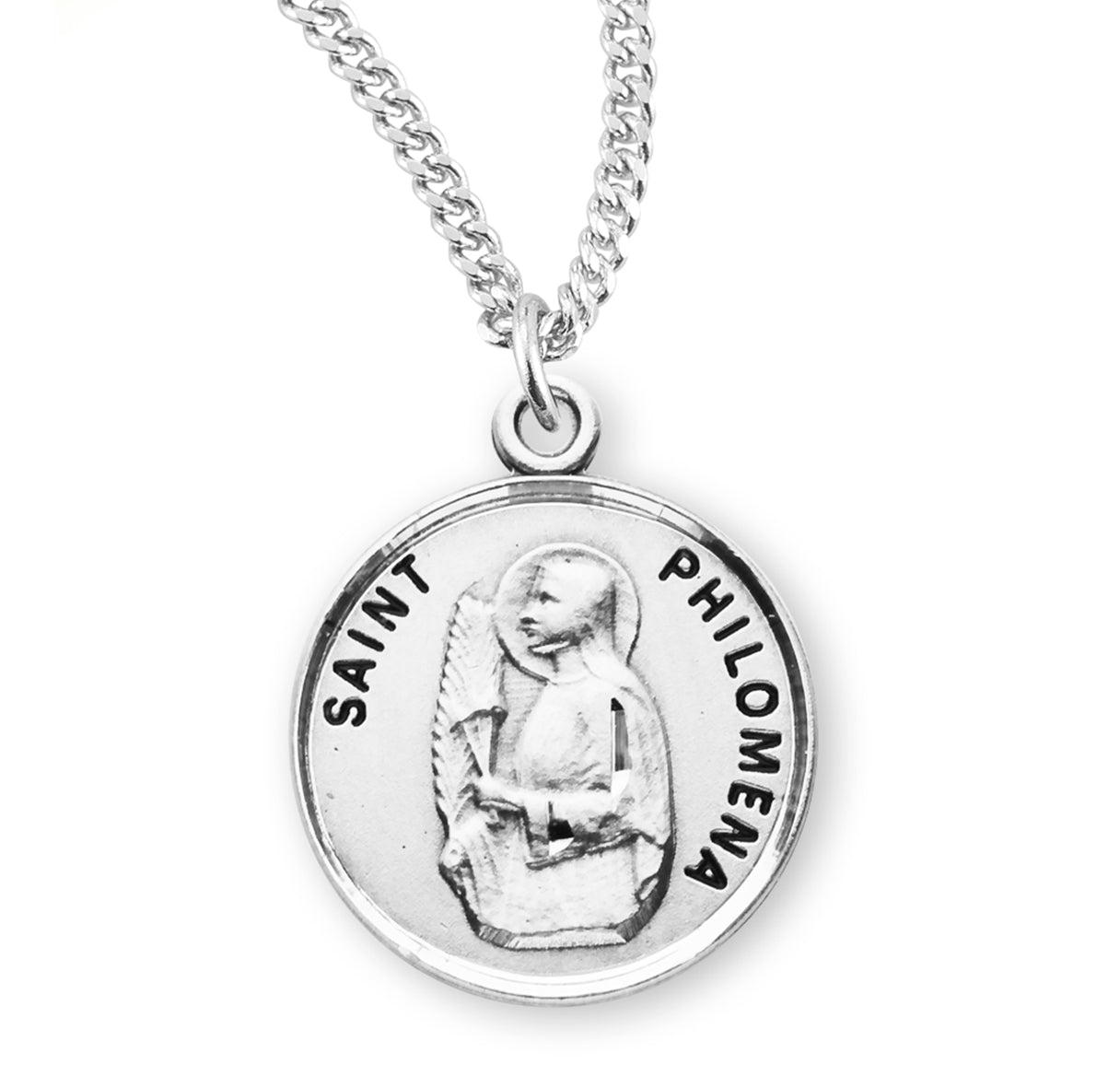 Saint Philomena Round Sterling Silver Medal