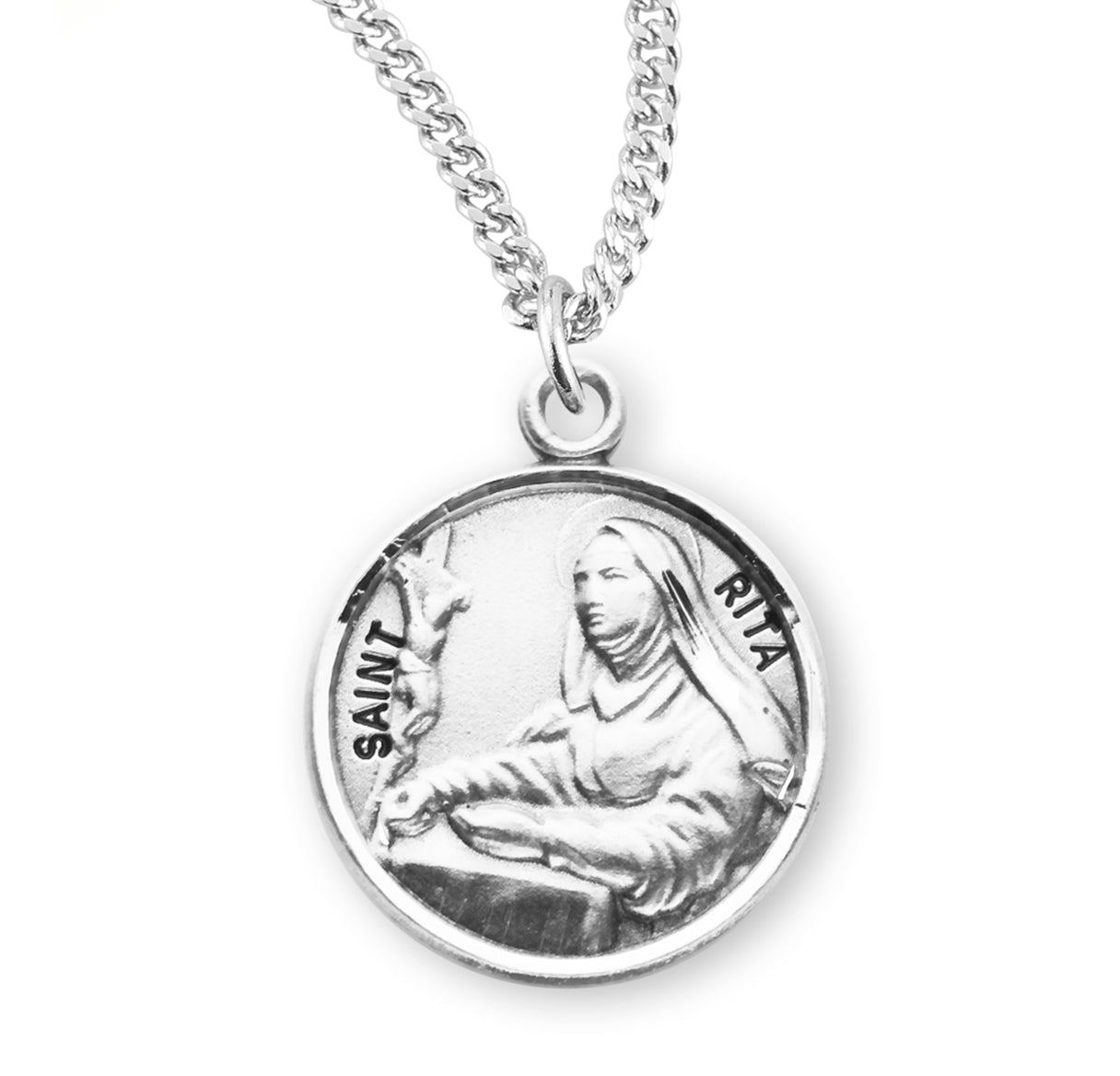 Saint Rita Round Sterling Silver Medal